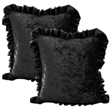 Load image into Gallery viewer, Velvet Ruffle Pillow Cover Set - Black