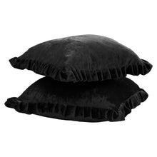 Load image into Gallery viewer, Velvet Ruffle Pillow Cover Set - Black