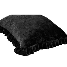 Load image into Gallery viewer, Velvet Ruffle Pillow Cover Set - Black