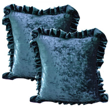 Load image into Gallery viewer, Velvet Ruffle Pillow Cover Set - Indigo