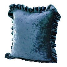 Load image into Gallery viewer, Velvet Ruffle Pillow Cover Set - Indigo
