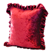 Load image into Gallery viewer, Velvet Ruffle Pillow Cover Set - Red