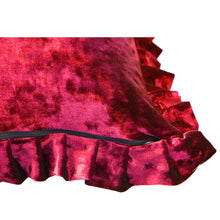 Load image into Gallery viewer, Velvet Ruffle Pillow Cover Set - Red