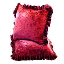 Load image into Gallery viewer, Velvet Ruffle Pillow Cover Set - Red