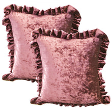Load image into Gallery viewer, Velvet Ruffle Pillow Cover Set - Dusty Rose