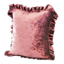 Load image into Gallery viewer, Velvet Ruffle Pillow Cover Set - Dusty Rose