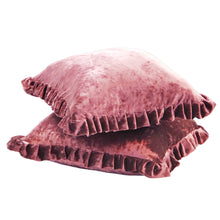 Load image into Gallery viewer, Velvet Ruffle Pillow Cover Set - Dusty Rose