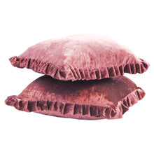 Load image into Gallery viewer, Velvet Ruffle Pillow Cover Set - Dusty Rose