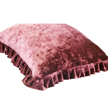 Load image into Gallery viewer, Velvet Ruffle Pillow Cover Set - Dusty Rose