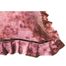 Load image into Gallery viewer, Velvet Ruffle Pillow Cover Set - Dusty Rose