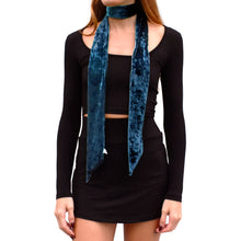 Load image into Gallery viewer, Velvet Skinny Scarf/Headband- Indigo