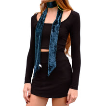 Load image into Gallery viewer, Velvet Skinny Scarf/Headband- Indigo