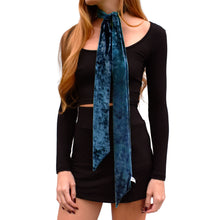 Load image into Gallery viewer, Velvet Skinny Scarf/Headband- Indigo