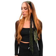 Load image into Gallery viewer, Velvet Skinny Scarf - Olive Green