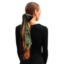 Load image into Gallery viewer, Velvet Skinny Scarf - Olive Green