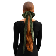 Load image into Gallery viewer, Velvet Skinny Scarf - Olive Green