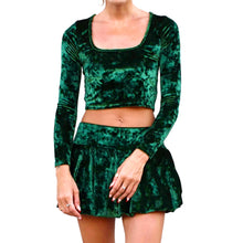Load image into Gallery viewer, Velvet Square-Neck Top - Emerald Green