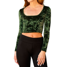 Load image into Gallery viewer, Velvet Square-Neck Top - Olive Green