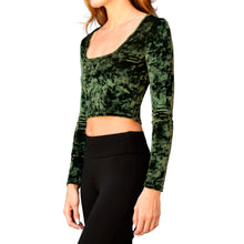 Load image into Gallery viewer, Velvet Square-Neck Top - Olive Green