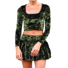 Load image into Gallery viewer, Velvet Square-Neck Top - Olive Green
