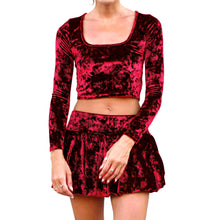 Load image into Gallery viewer, Velvet Square-Neck Top - Red