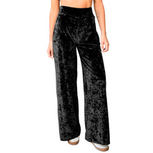 Load image into Gallery viewer, Velvet Wide Leg Pants - Black
