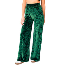 Load image into Gallery viewer, Velvet Wide Leg Pants - Emerald Green