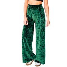Load image into Gallery viewer, Velvet Wide Leg Pants - Emerald Green