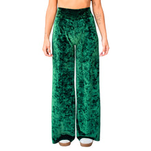 Load image into Gallery viewer, Velvet Wide Leg Pants - Emerald Green