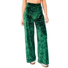 Load image into Gallery viewer, Velvet Wide Leg Pants - Emerald Green