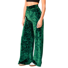 Load image into Gallery viewer, Velvet Wide Leg Pants - Emerald Green