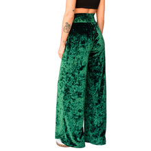 Load image into Gallery viewer, Velvet Wide Leg Pants - Emerald Green