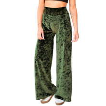 Load image into Gallery viewer, Velvet Wide Leg Pants - Olive Green