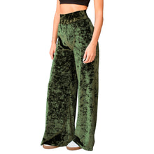 Load image into Gallery viewer, Velvet Wide Leg Pants - Olive Green