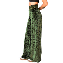 Load image into Gallery viewer, Velvet Wide Leg Pants - Olive Green