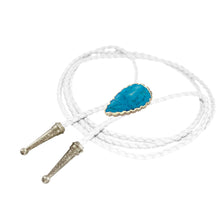 Load image into Gallery viewer, Gemstone Bolo Tie - Blue Turquoise (Silver)