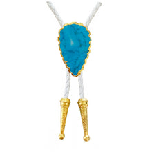 Load image into Gallery viewer, Gemstone Bolo Tie - Blue Turquoise (Gold)