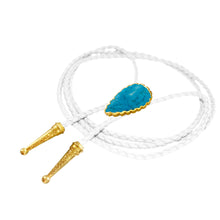 Load image into Gallery viewer, Gemstone Bolo Tie - Blue Turquoise (Gold)