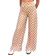 Load image into Gallery viewer, Wide Leg Pants - Tan Checkerboard