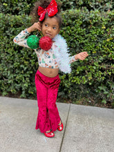 Load image into Gallery viewer, Girl's Velvet Bell Bottoms - Red