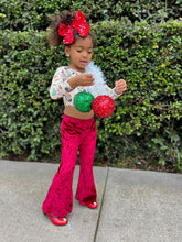 Load image into Gallery viewer, Girl's Velvet Bell Bottoms - Red