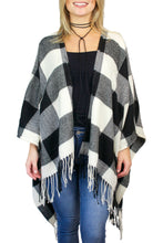 Load image into Gallery viewer, Buffalo Plaid Poncho - White