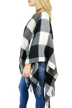 Load image into Gallery viewer, Buffalo Plaid Poncho - White