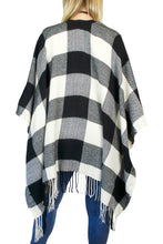 Load image into Gallery viewer, Buffalo Plaid Poncho - White