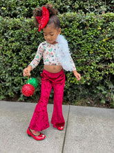 Load image into Gallery viewer, Little Girl&#39;s Velvet Bell Bottoms - Red
