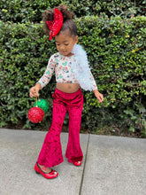 Load image into Gallery viewer, Girl's Velvet Bell Bottoms - Red