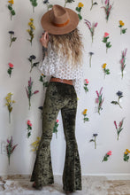 Load image into Gallery viewer, Velvet Bell Bottoms - Olive Green