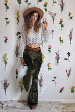Load image into Gallery viewer, Velvet Bell Bottoms - Olive Green