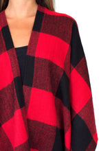 Load image into Gallery viewer, Buffalo Plaid Poncho - Red