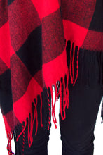 Load image into Gallery viewer, Buffalo Plaid Poncho - Red